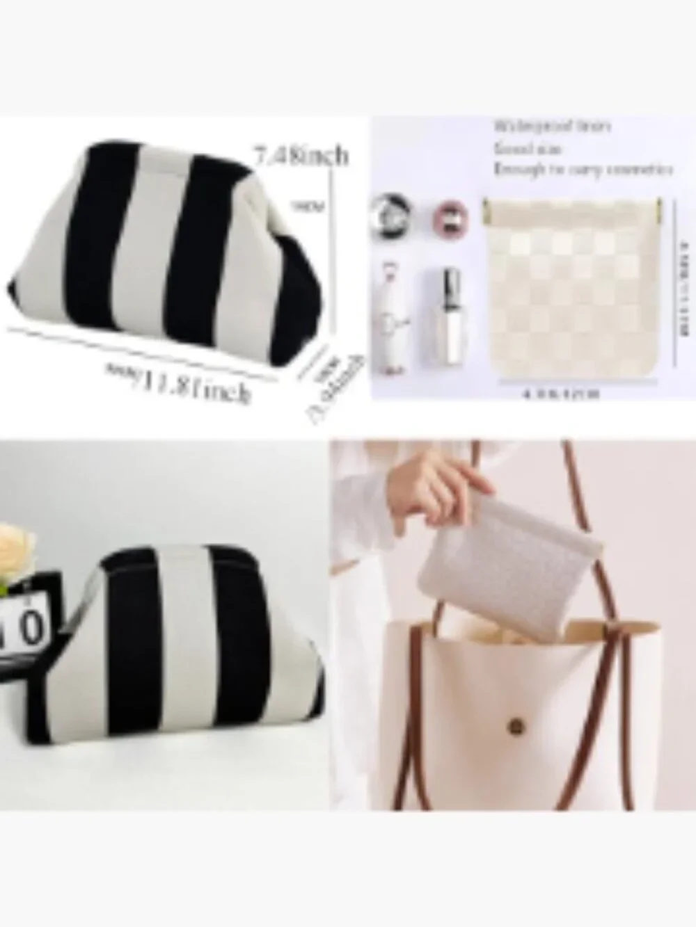 Woven Crochet Clutch Evening Bag for Women, Striped Dumpling Purse, Beach